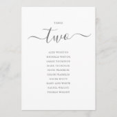 Elegantes Gray Script Tischnummer 2 Seating Chart (Vorderseite)