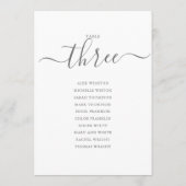 Elegantes Gray Script Tischnummer 3 Seating Chart (Rückseite)