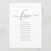 Elegantes Gray Script Tischnummer 5 Seating Chart (Rückseite)