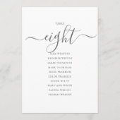 Elegantes Gray Script Tischnummer 8 Sitzungstabell (Rückseite)