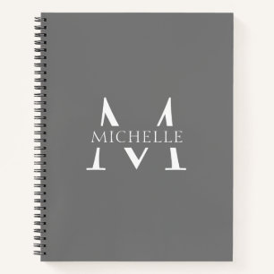 Elegantes Gray White Modern Simple Monogram    Notizblock