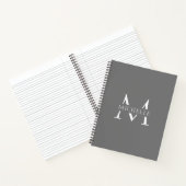 Elegantes Gray White Modern Simple Monogram Notizblock (Innenseite)