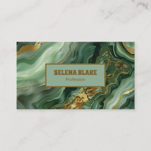 Elegantes Green Agate mit Gold Glitte - Moderne Visitenkarte (Vorderseite)