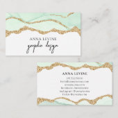 Elegantes Green Agate und Gold Visitenkarte (Vorne/Hinten)