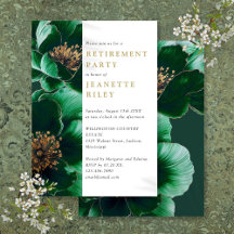 Elegantes Green and Gold Floral Retirement Party