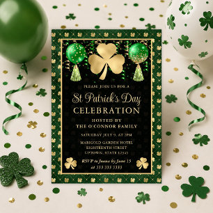 Elegantes Green and Gold Kleeblatt St Patrick's Da Einladung