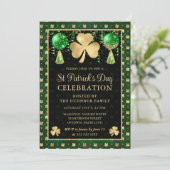 Elegantes Green and Gold Kleeblatt St Patrick's Da Einladung (Stehend Vorderseite)