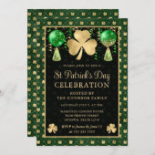 Elegantes Green and Gold Kleeblatt St Patrick's Da Einladung (Vorne/Hinten)