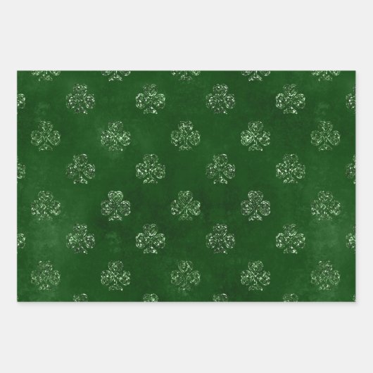 Elegantes Green and Gold Kleeblatt St Patrick's Da Geschenkpapier Set (Vorderseite 3)