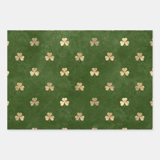 Elegantes Green and Gold Kleeblatt St Patrick's Da Geschenkpapier Set (Vorderseite 2)