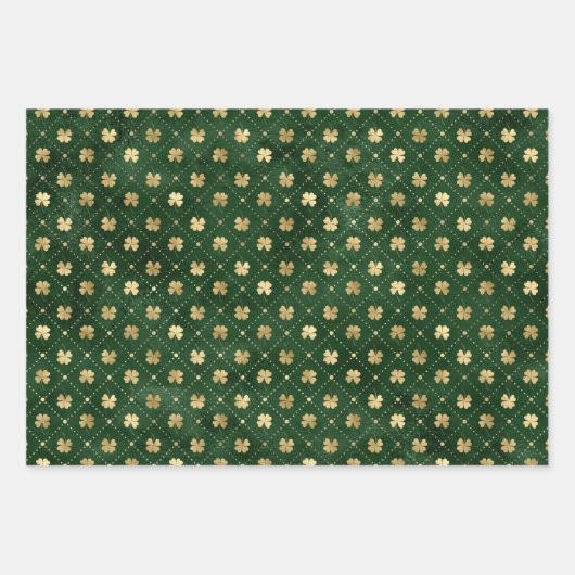 Elegantes Green and Gold Kleeblatt St Patrick's Da Geschenkpapier Set (Vorderseite 3)