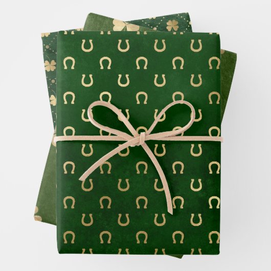 Elegantes Green and Gold Kleeblatt St Patrick's Da Geschenkpapier Set (Beispiel)