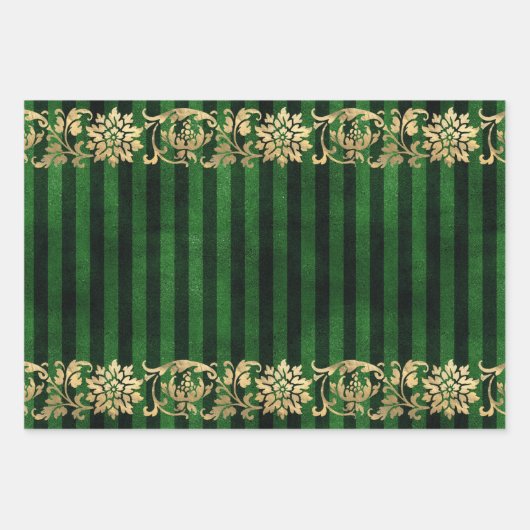 Elegantes Green and Gold Wrapping Paper Geschenkpapier Set (Vorderseite 2)