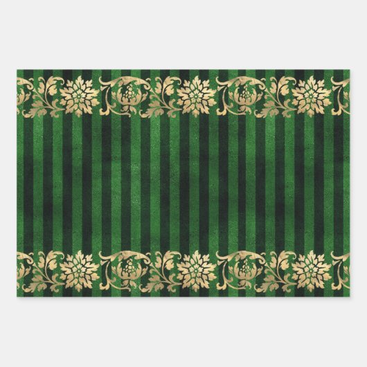 Elegantes Green and Gold Wrapping Paper Geschenkpapier Set (Vorderseite)