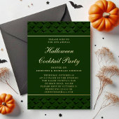 Elegantes Green Bats Halloween Cocktail Party Gold Folieneinladung