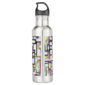 Elegantes Green Black Modern Square Trendy Monogra Edelstahlflasche (Rückseite)