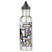 Elegantes Green Black Modern Square Trendy Monogra Edelstahlflasche (Rechts)