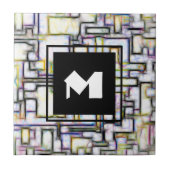 Elegantes Green Black Modern Square Trendy Monogra Fliese (Vorderseite)