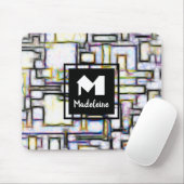 Elegantes Green Black Modern Square Trendy Monogra Mousepad (Mit Mouse)