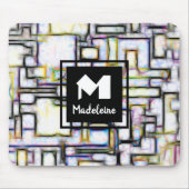 Elegantes Green Black Modern Square Trendy Monogra Mousepad (Vorne)