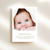 Elegantes Green Blue Bow Watercolor Foto Birth Ankündigung