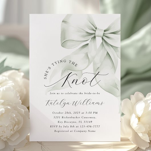 Elegantes Green Bow-Brautparty Einladung