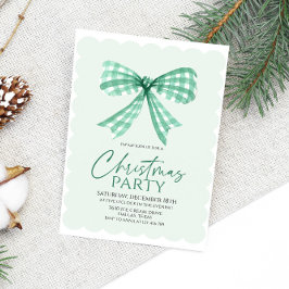 Elegantes Green Bow Christmas Party Einladung