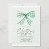 Elegantes Green Bow Christmas Party Einladung (Vorderseite)