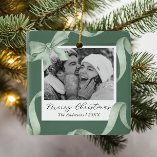 Elegantes Green Bow Foto Keramikornament