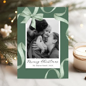 Elegantes Green Bow Foto Weihnachten