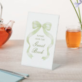 Elegantes Green Bow Guest Book Pedestal Sign Sockelschild (In SItu)