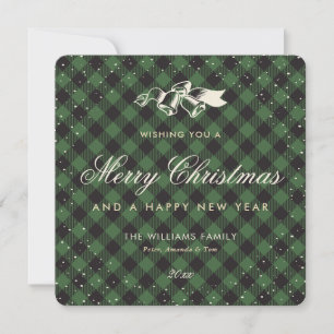 Elegantes Green Buffalo Kariert Snow Traditionelle Feiertagskarte