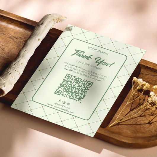Elegantes Green Business Dankeschön Card mit QR-Co Postkarte