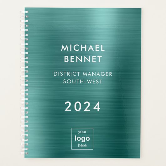 Elegantes Green Business Logo 2024 Planner Planer (Vorderseite)