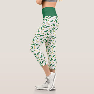 Elegantes Green Chile Muster Capri Leggings