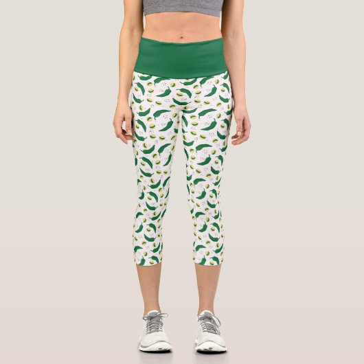 Elegantes Green Chile Muster Capri Leggings (Vorderseite)