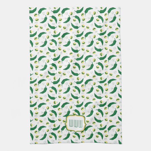 Elegantes Green Chile Muster Geschirrtuch (Vertikal)