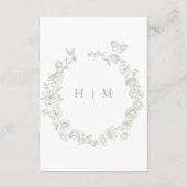 Elegantes Green Chinoiserie Bird Wappen Wedding Begleitkarte (Rückseite)