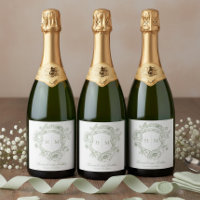 Elegantes Green Chinoiserie Bird Wappen Wedding