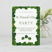 Elegantes Green Clover Frame St.Patrick Party Einladung (Stehend Vorderseite)