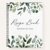 Elegantes Green Eucalyptus Custom Rezept Book Notizblock (Vorderseite)