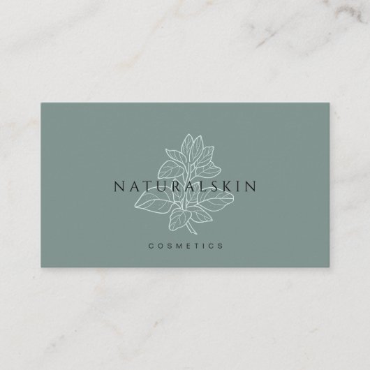 Elegantes Green Floral Beauty Logo Visitenkarte (Vorderseite)