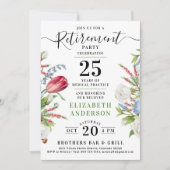 Elegantes Green Floral Retirement Celebration Part Einladung (Vorderseite)