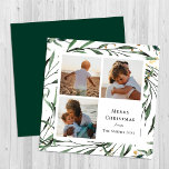Elegantes Green Foliage Gold Confetti Wasserfarbe Feiertagskarte<br><div class="desc">Elegante Green Foliage Gold Confetti Aquarell Minimalistische Urlaubskarte. Mit dieser minimalistischen und modernen Urlaubskarte senden Sie Ihren Lieben herzliche Wünsche und Grüße. Ein wunderschöner Rahmen aus sanft grün gestrichenen Aquarellfarben, umgeben von goldenen Konfetti-Flittern vor dem Haus. In der Mitte befinden sich drei Ihrer beliebtesten Fotos in einem einfachen Collage-Layout mit...</div>