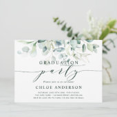 Elegantes Green Foliage Graduation Party Foto Einladung (Stehend Vorderseite)