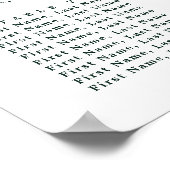 Elegantes Green Foliage Wedding Seating Chart Poster (Ecke)