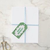 Elegantes Green Gingham Muster, individuell auf de Geschenkanhänger (Mit Garn)