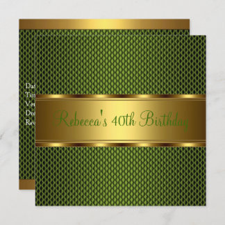 Elegantes Green Gold 40. Geburtstag Party Einladung