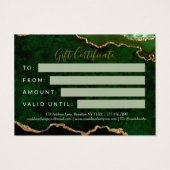 Elegantes Green Gold Agate Business Geschenkgutsch (Rückseite)