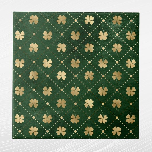 Elegantes Green Gold Clover Fliese